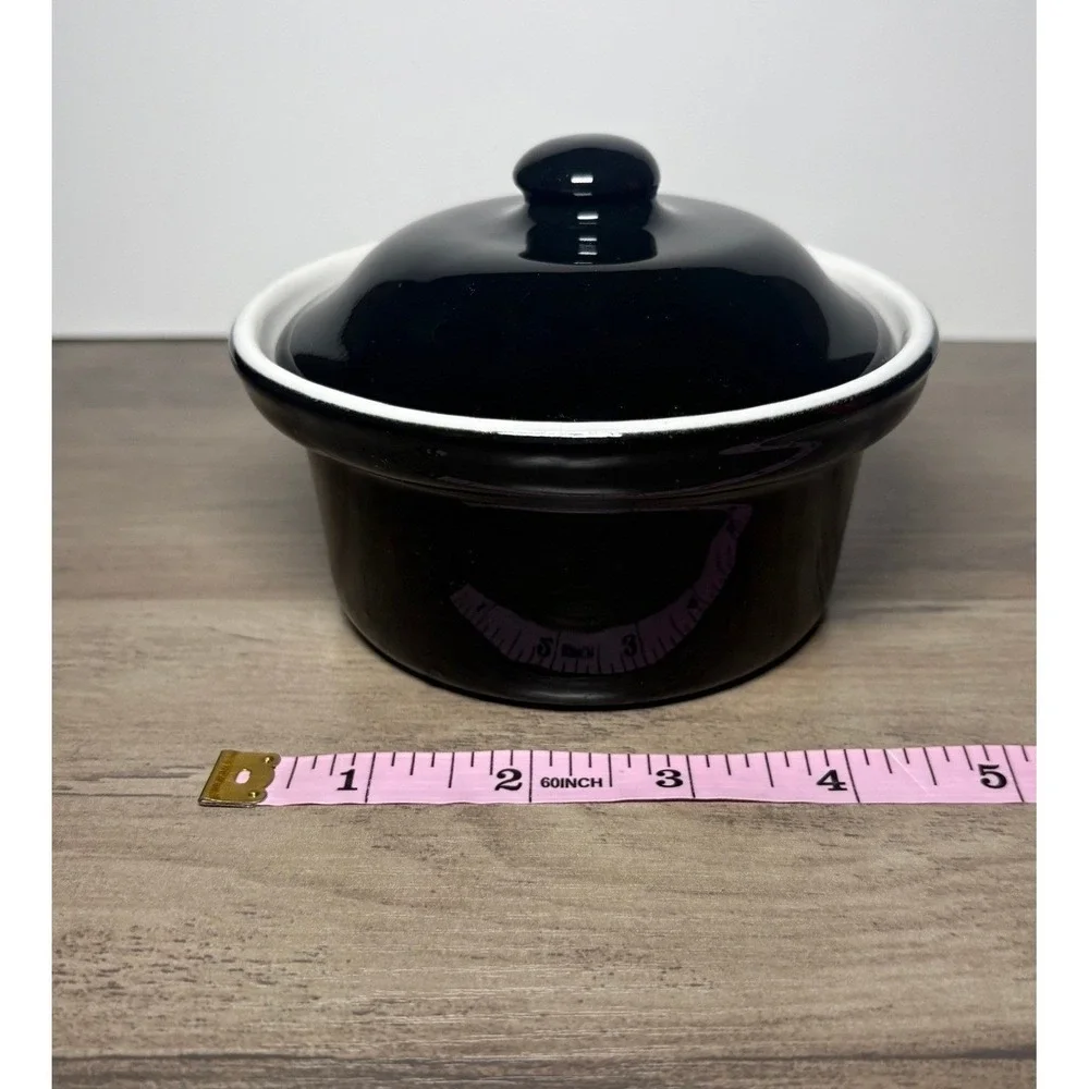 Vintage Chefsware #110 Au Gratin Baking Dish Black White Lid USA